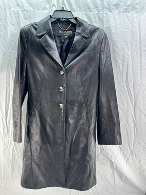 St. John By Marie Gray Coat Collection Black Leather Women's Jacket XS